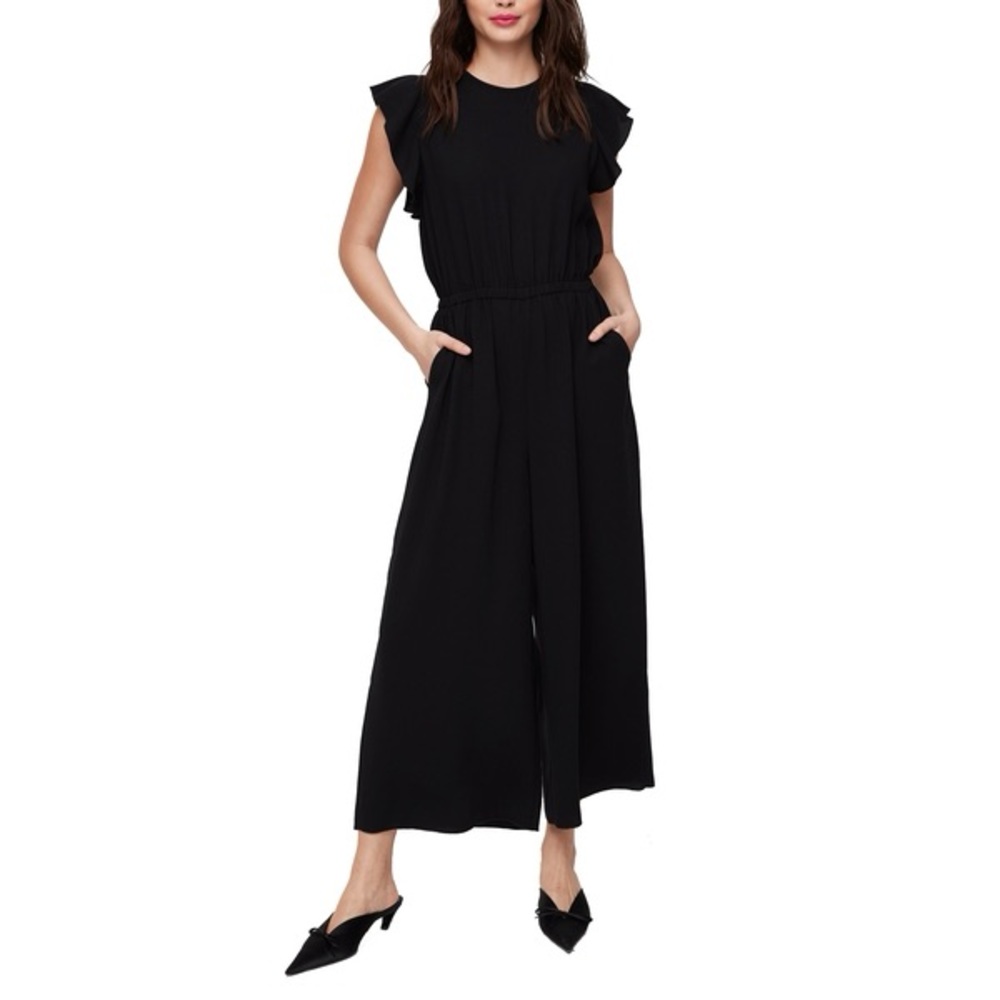 Aritzia Wilfred Fleurette Ruffle Cap Sleeve Cropped Wide Leg Jumpsuit